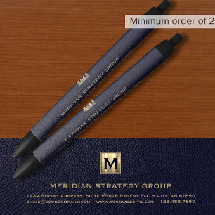 Blue Monogram Initial Business Pen
