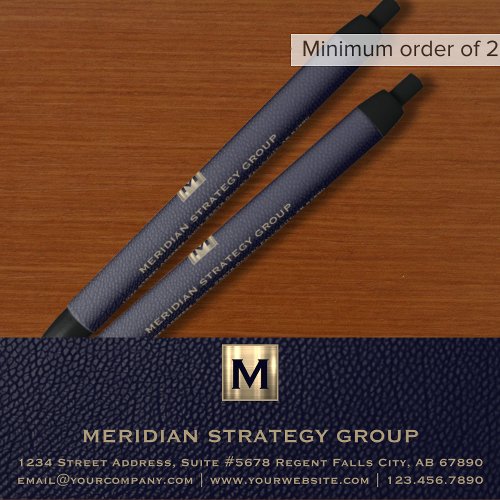 Blue Monogram Initial Business Pen