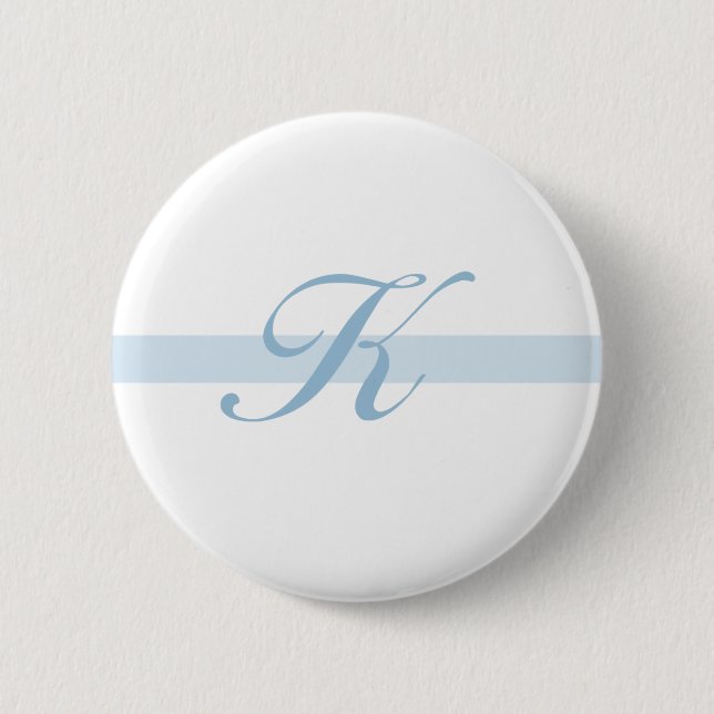 Blue Monogram K Pinback Button (Front)