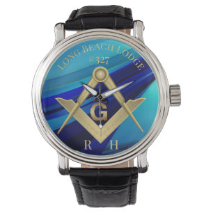 Blue Monogram Masonic Lodge Watch