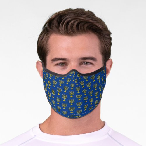 Blue Monogram MENORAH Premium Face Mask