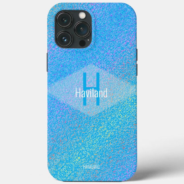 Blue Monogram Mottled CaseMate iPhone HAMbyWG Case-Mate iPhone Case (Back)