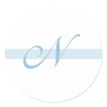 Blue Monogram N Classic Round Sticker