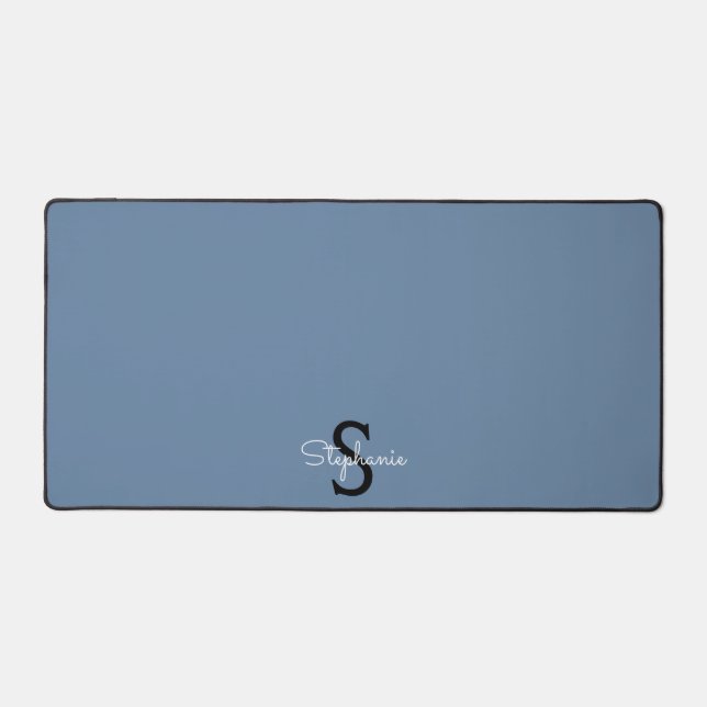 Blue Monogram Name  Desk Mat (Front)