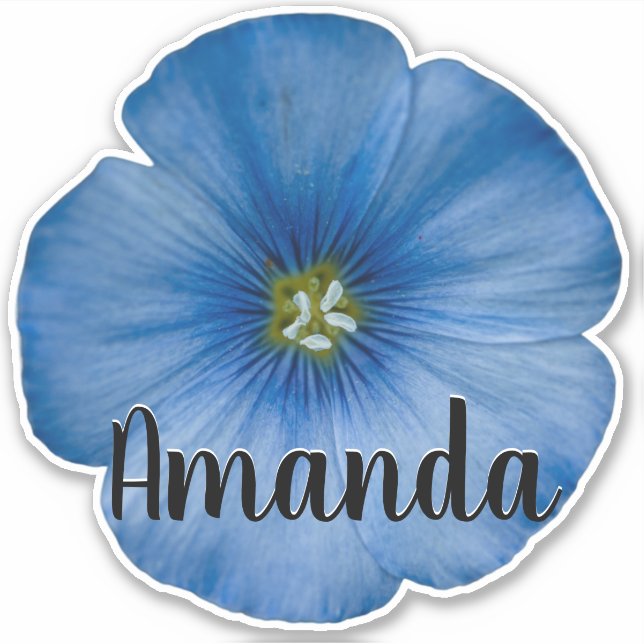Blue Monogram Name Flower Nature Plant Cute Pretty Sticker (Front)
