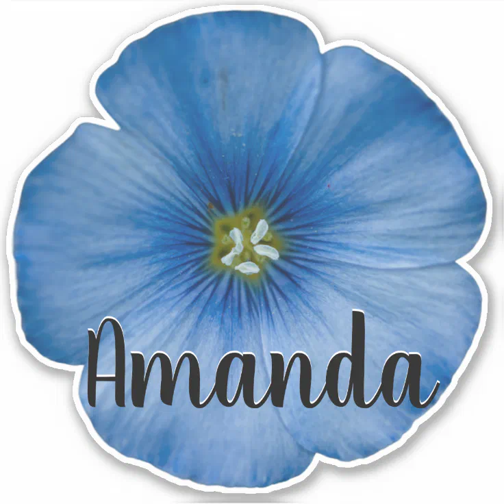 Blue Monogram Name Flower Nature Plant Cute Pretty Sticker Zazzle