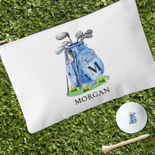Blue Monogram Name Golf Accessory Pouch