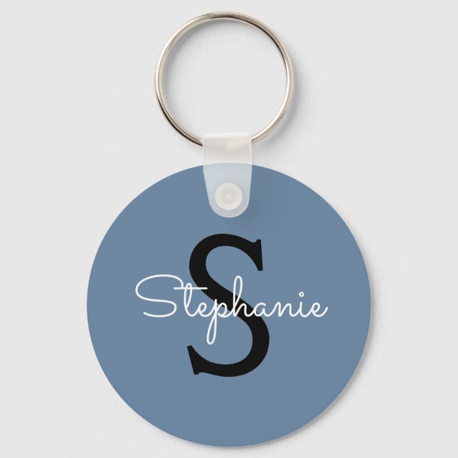 Blue Monogram Name  Keychain (Front)