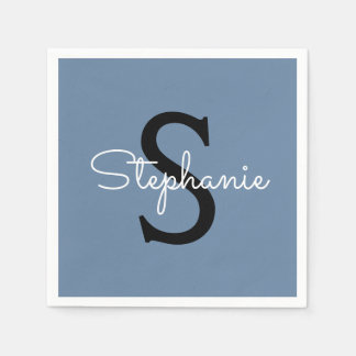 Blue Monogram Name Napkins