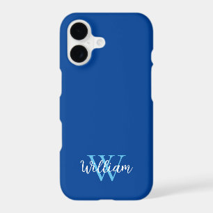 Blue Monogram Name Personalized iPhone 17 Case