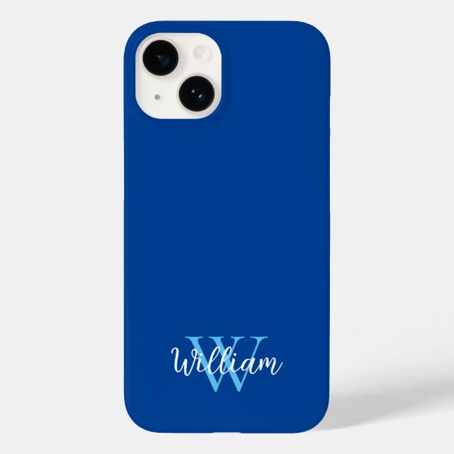 Blue Monogram Name Personalized Case-Mate iPhone Case (Back)