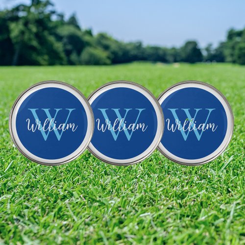 Blue Monogram Name Personalized Golf Ball Marker