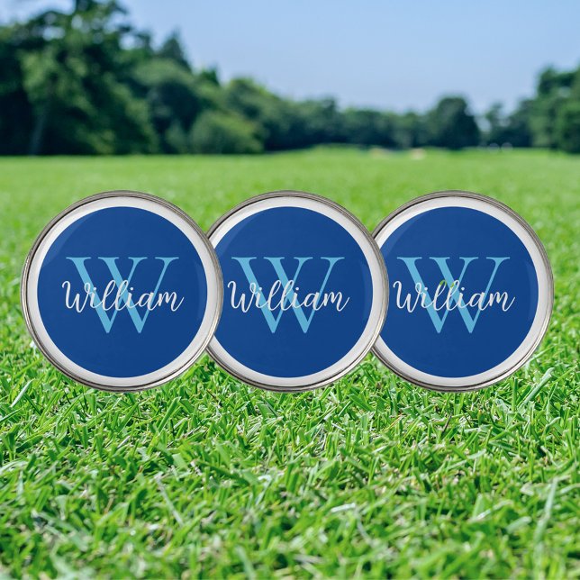 Blue Monogram Name Personalized Golf Ball Marker (Creator Uploaded)