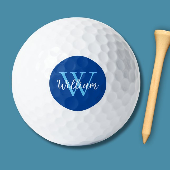 Blue Monogram Name Personalized Golf Balls (Blue monogram golf balls)