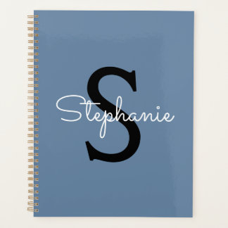 Blue Monogram Name Planner