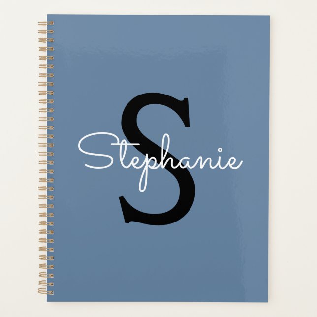 Blue Monogram Name  Planner (Front)
