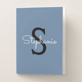 Blue Monogram Name Pocket Folder
