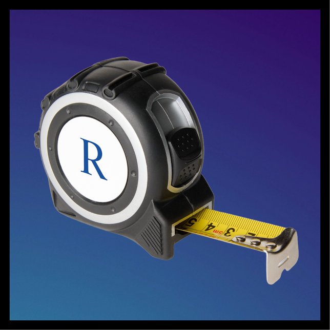Blue Monogram on White Custom Handyman Gift Tool Tape Measure (Creator Uploaded)