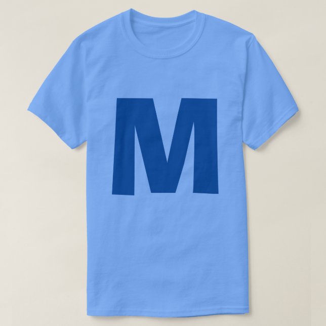 Blue Monogram Own Name Initial T-Shirt (Design Front)
