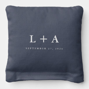 Blue Monogram Personalized Cornhole Set Bags