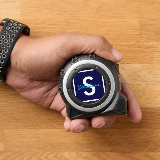 Blue Monogram Personalized Tape Measure (Home)