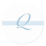 Blue Monogram Q Classic Round Sticker