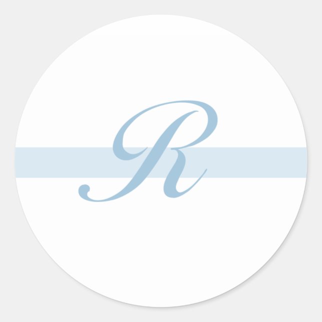 Blue Monogram R Classic Round Sticker (Front)