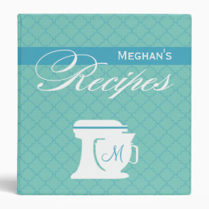 Blue Monogram Recipe Book Binder