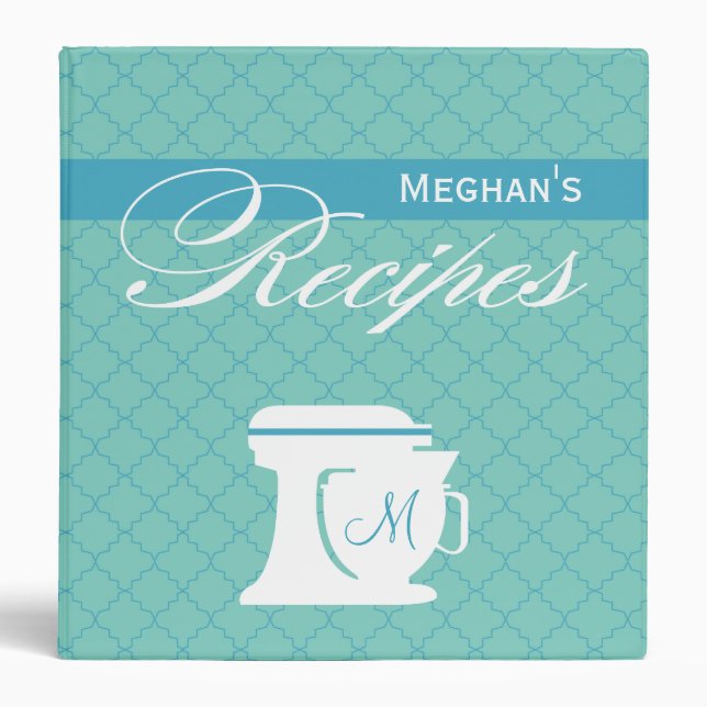 Blue Monogram Recipe Book Binder (Front)