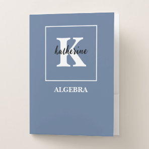 Blue Monogram School Subject Algebra Pocket Folder