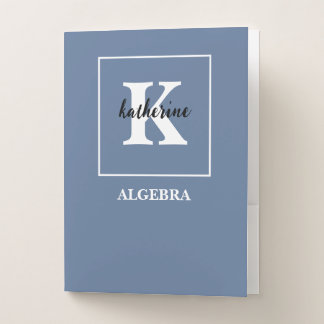 Blue Monogram School Subject Algebra Pocket Folder