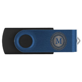 Blue Monogram Swivel USB Drive