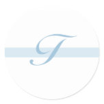 Blue Monogram T Classic Round Sticker