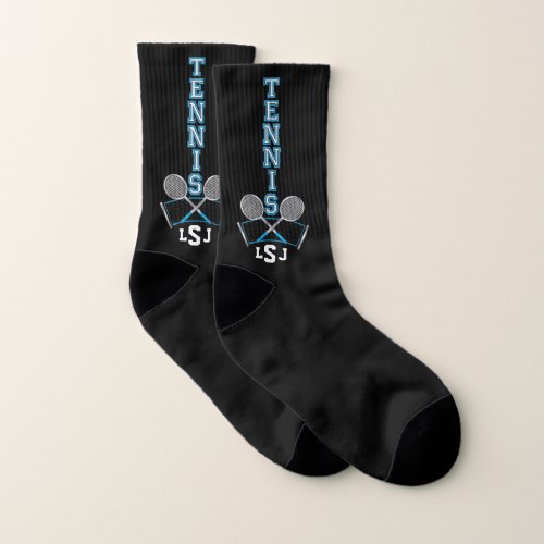 Blue Monogram Tennis Design Socks