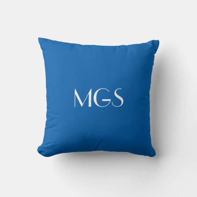Blue Monogram Throw Pillow (Front)