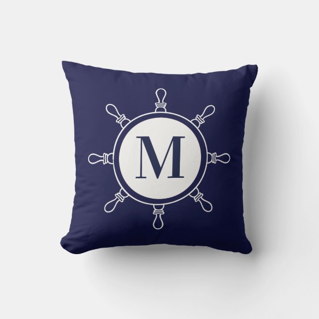 Blue Monogram Throw Pillow (Front)