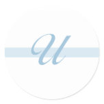 Blue Monogram U Classic Round Sticker