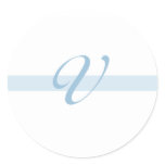 Blue Monogram V Classic Round Sticker