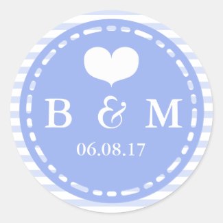Blue Monogram Wedding Envelop Seal Sticker