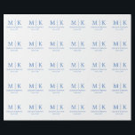 Blue Monogram Wedding Wrapping Paper<br><div class="desc">These elegant,  modern wedding thank you favor stickers feature a simple black and white text design that exudes minimalist style. Add your initials or monogram to make them completely your own.</div>