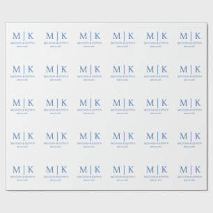 Blue Monogram Wedding Wrapping Paper
