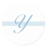 Blue Monogram Y Classic Round Sticker