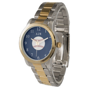 Blue Monogrammed Baseball Watch Gift