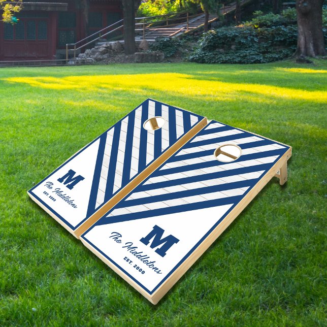 Blue Monogrammed Cornhole Set (Creator Uploaded)