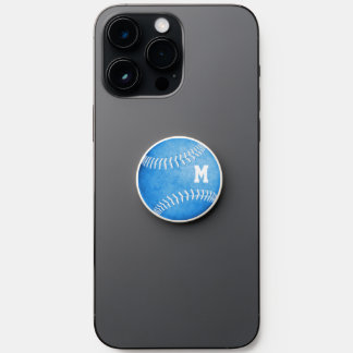 blue monogrammed girls softball PopSocket