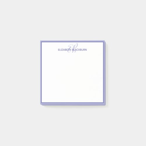 Blue Monogrammed Name Minimalist Trendy Post_it Notes