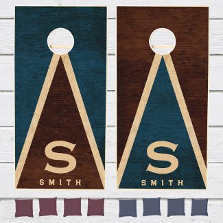 Blue Monogrammed Rustic Wood Boards Family Father