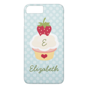 Blue Monogrammed Strawberry Cupcake iPhone 8 Plus/7 Plus Case