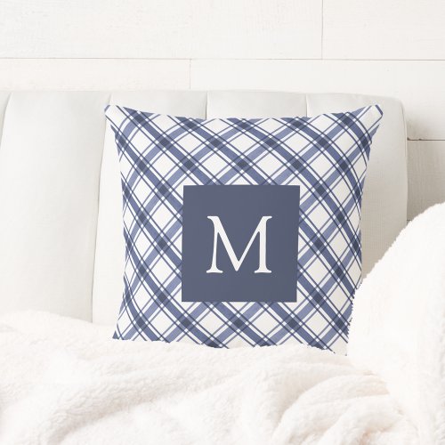 Blue Monogrammed Throw Pillow