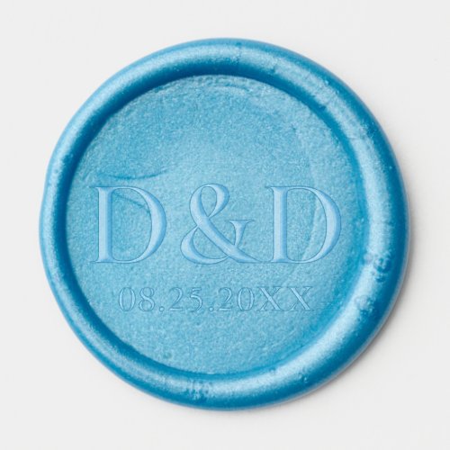 Blue Monograms Bride Groom DIY Wedding Wax Seal Sticker